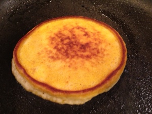 pumpkin pie pancake on the griddle